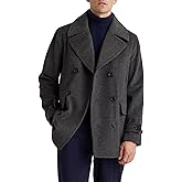 IDEALSANXUN Mens Casual Double Breasted Wool Trench Coat Peacoat Winter Jackets