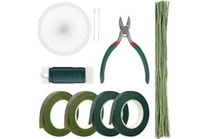 DSUWAZU Floral Tape and Wire Arrangement Tools Kit, Green Tape, Boutonniere Pin for Bouquet Stem Wrap, Florist and Wreath Making Supplies