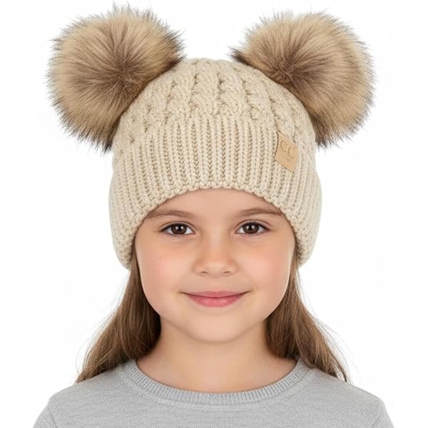 C.C Hatsandscarf Exclusives Cable Knit Double Pom Winter  display picture 1