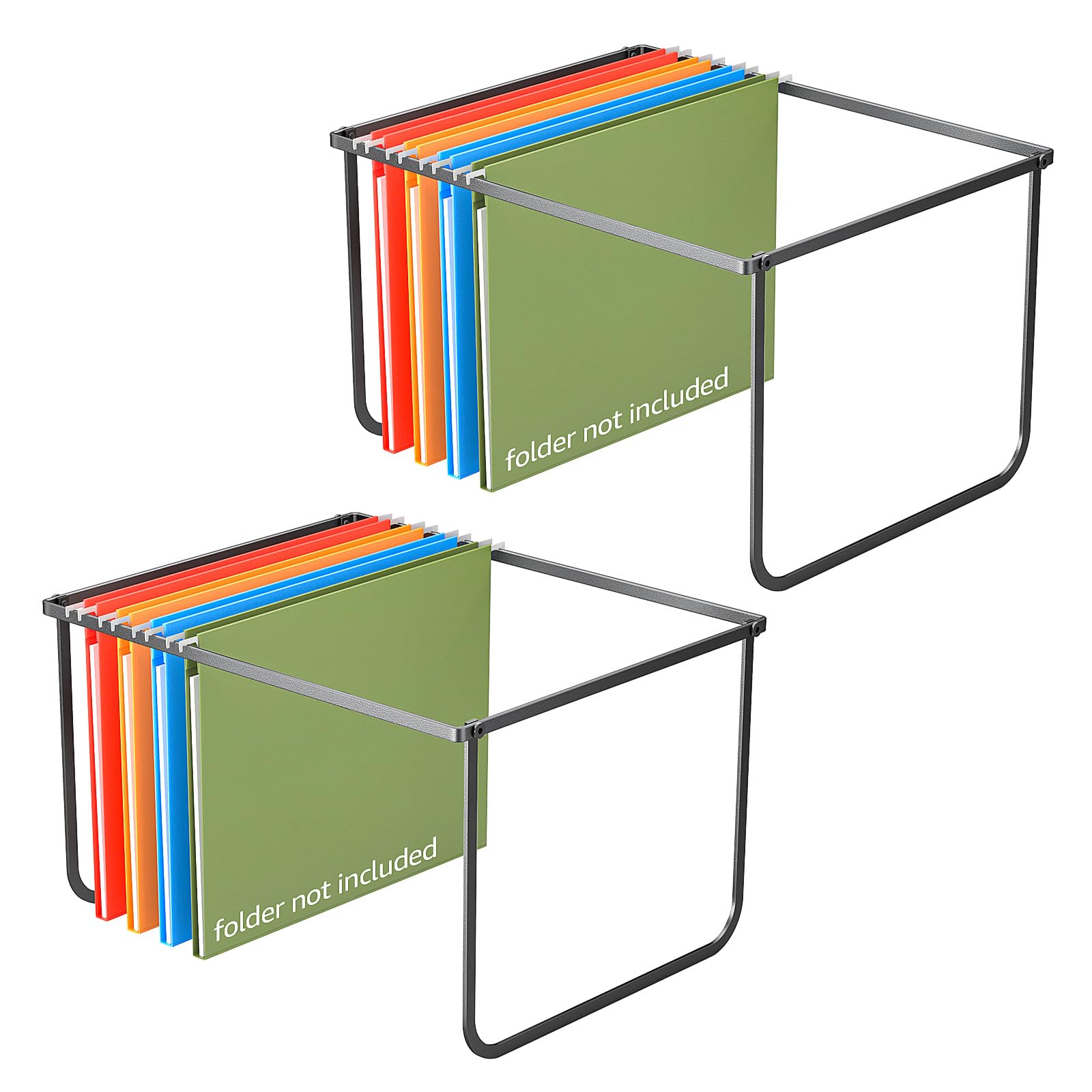 Photo 1 of 2 Packs Legal/Letter Size Hanging File Folder Frame, Desk Organizer Destop Files Frame, Hanging Folder Holder/Rack for Filing Cabinet File Drawer, 14.5"D x 11.8"W x 9.2"H , Black