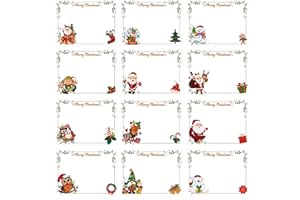 Qpout 180Pcs Christmas Labels Gift Tags Stickers, Large Blank Christmas Name Tags for Gifts, Self-Adhesive Labels for Present