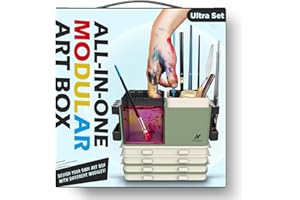 KRYDRUFI Portable All-in-One Modular Painting Station with Paint Brush Cleaner and Holders,Wet Paint Palette Tray with Lid for Miniature Painting and Acrylic Paints (Ultra Set)