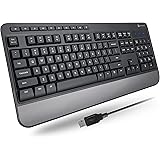 X9 Performance Multimedia USB Wired Keyboard - Comfortable Typing - Ergonomic Full Size Keyboard with Wrist Rest and 114 Keys