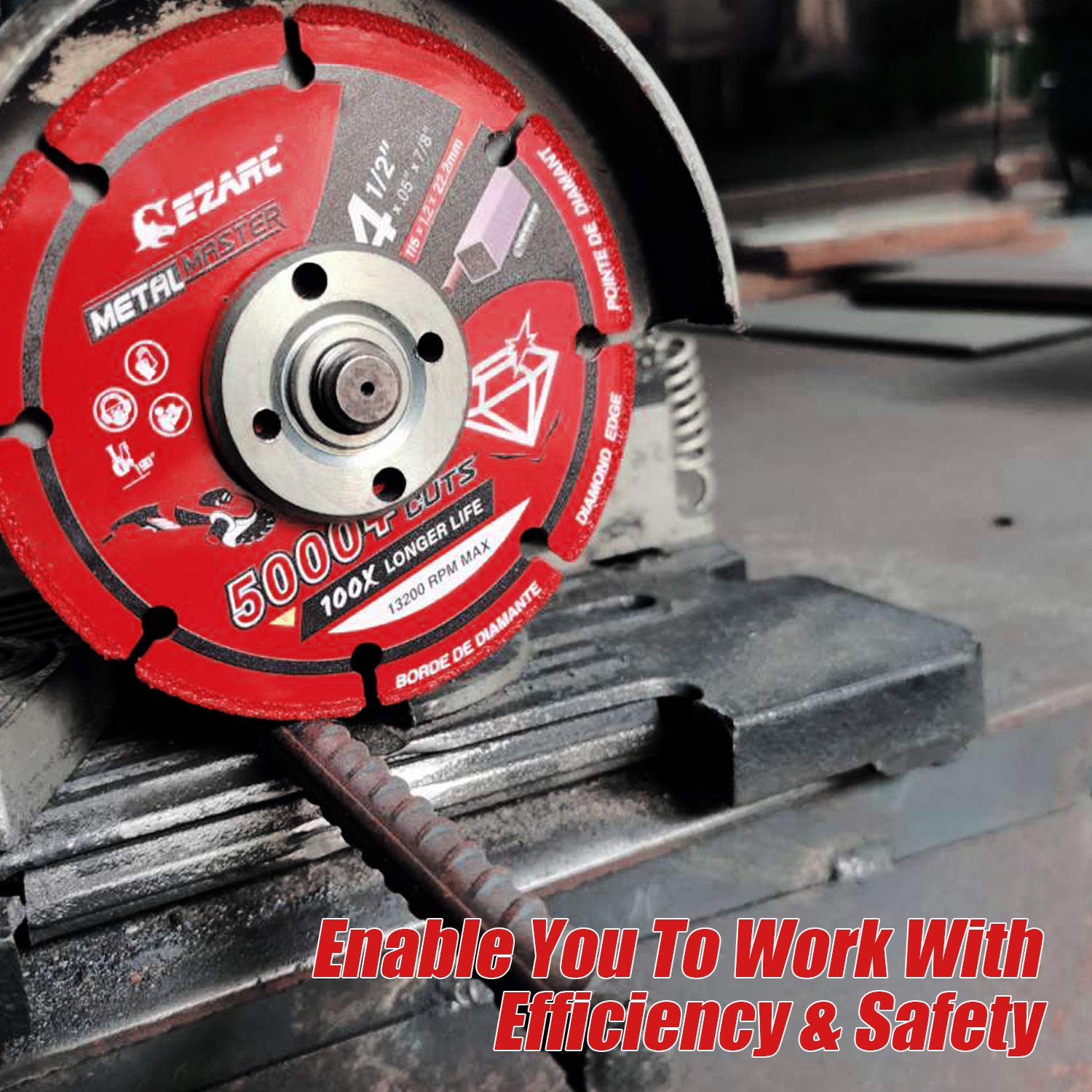 EZARC Diamond Cutting Wheel 4-1/2 x 7/8 Inch for Metal, Cut Off Wheel with 5000+ Cuts on Rebar, Steel, Iron and INOX: Industrial & Scientific