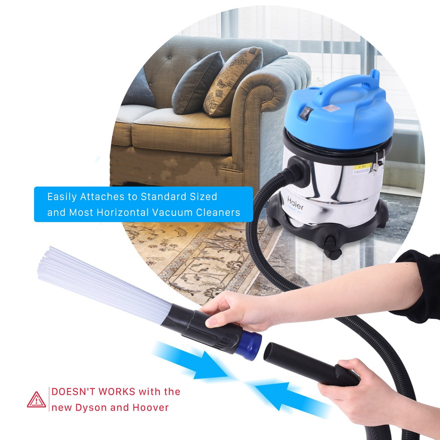 NTMY Dust Brush Cleaner, Dust Dirt Remover Universal Vacuum Attachment Cleaning Tools with 1.25\'\'/1.37\'\' (32/35mm) Inner Diameter Interface Hose, Strong Suction