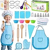 LovesTown Kids Cooking and Baking Sets, 32PCS Play Kitchen Accessories Pretend Play Toys for Toddler Birthday for Boys