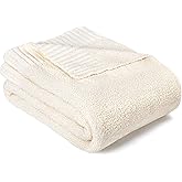 MACEVIA Soft Valentines Day Throw Blankets Beige Knit Throws 50" x 60" Super Warm Couch Throw for Sofa Valentines Blankets (Heather Beige)