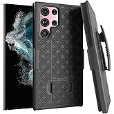 Designed for Samsung Galaxy S22 Ultra Case with Belt Clip Holster - Kickstand Cover Phone Case - Black