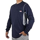 BOCOMAL FR Shirts for Summer Breathable Vented Design 6oz Heather Jersey Flame Resistant Long Sleeve Crew T Shirt