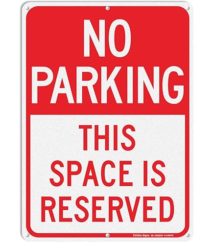 Faittoo Large No Parking Sign With 54" Metal Thick Stake, 14"x10" Rust Free Heavy Aluminum, Reflective, Fade Resistant, Easy To Mount, Outdoor Use
