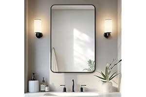 Delma Bathroom Vanity Mirror, Black Framed Bathroom Mirror for Over Sink, High-Definition Bathroom Mirror, Versatile Bathroom Vanity Mirror, Hangs Horizontally or Vertically(30x20, Black)