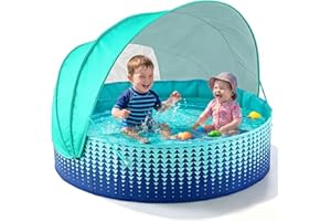 Jasonwell Kiddie Baby Pool with Canopy - Foldable Infant Toddler Kids Pool with Shade Baby Beach Essentials Tent Swimming Wad