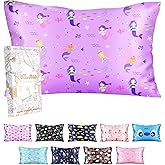 Miss Adola Silk Pillowcase for Kids - 30 x 20 Inches Queen Size Mulberry Silk Pillow Case with Zipper Cute Cartoon Kawaii Teens Girls Boys Pillowcase for Hair and Skin, Purple Hair Mermaid