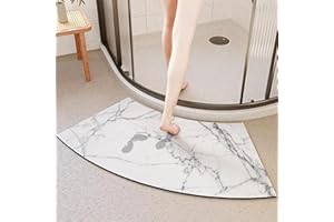 Fast Drying Curved Bath Mat Shower Mats for Round Bathroom and Shower, Strong Absorbent Corner Bath Mat, Rubber Non-Slip Bott