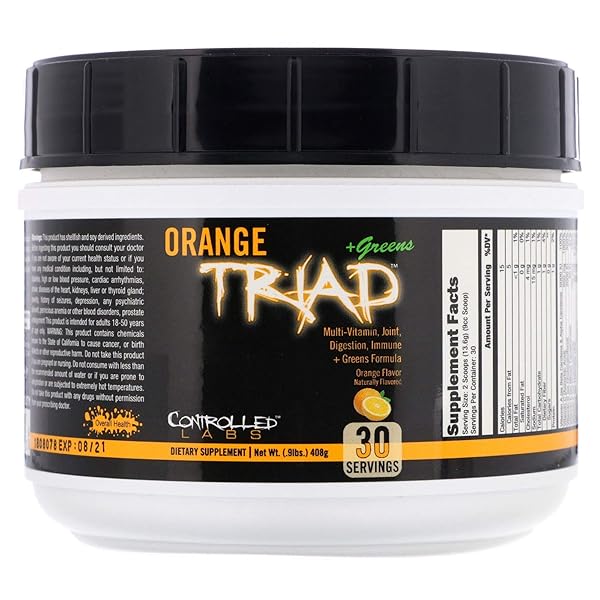CONTROLLED LABS ORANGE TRIAD + GREENS, ORANGE FLAVOR, 0.9 LBS (408 G)