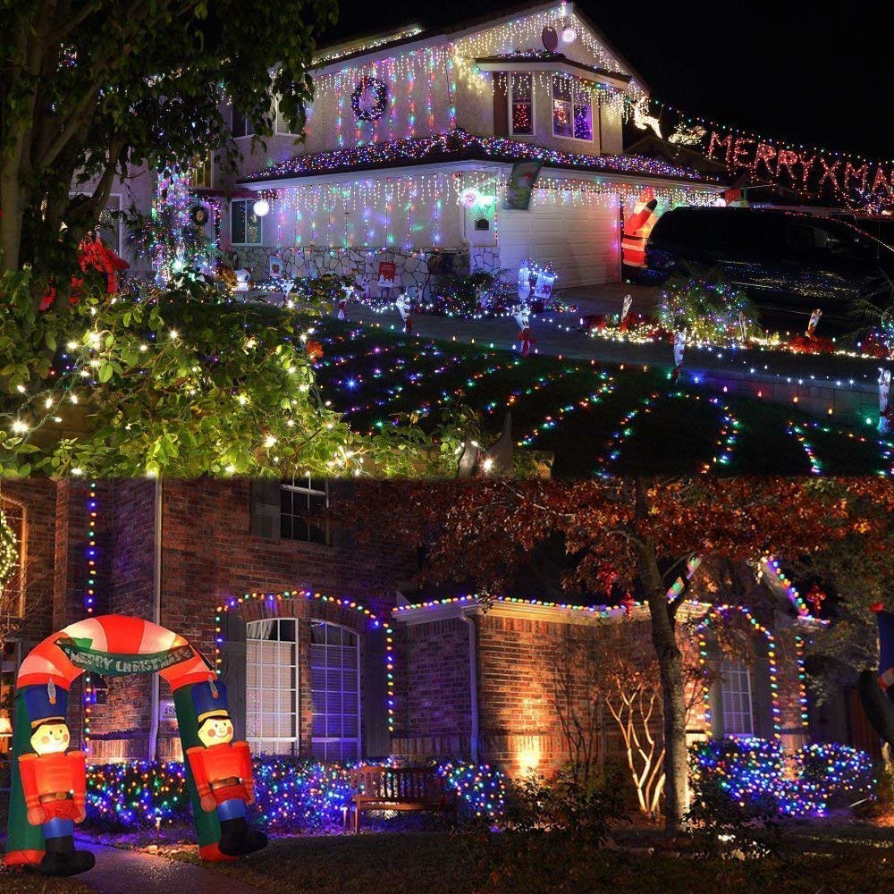 DOLUCKY 2 Pack Solar String Lights,Waterproof 33ft Copper Wire Solar Christmas Lights 100 LED Fairy Lights Outdoor Decoration for Patio Garden Gate Yard Party Wedding Christmas Xmas Tree (Multicolor)