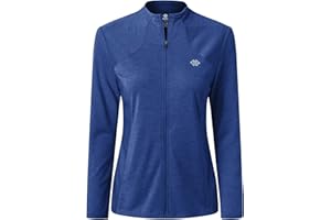 MoFiz Women's Full Zip Hiking Shirt Lightweight UPF 50+ Sun Protection Running Jacket Long Sleeve Sports Outdoor Top Pocket