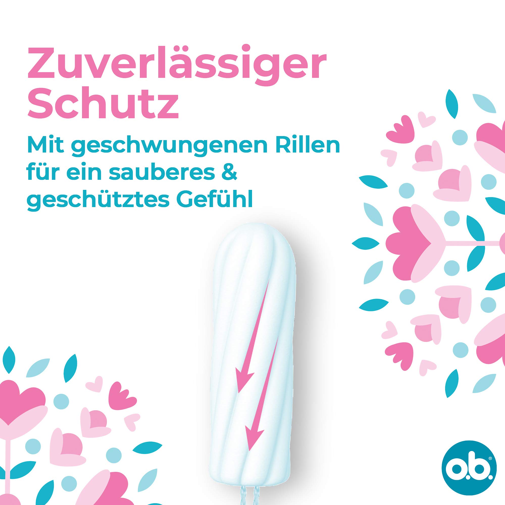 o.b. Original Normal, Tampons für mittlere/stärkere Tage, StayDry Technologie und geschwungene Rillen, zuverlässiger Schutz und sauberes Gefühl 64 ST 2