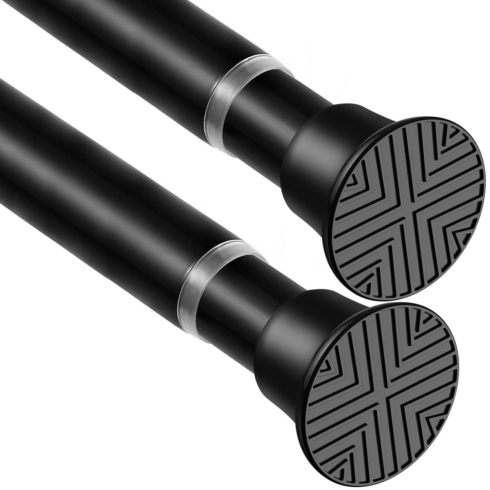 Photo 1 of WEIXINHAI 2 Pack Black Spring Tension Curtain Rods 23-46 Inch Adjustable Expandable Spring Loaded Curtain Rods No Drilling Suitable for Small Short Tension Rods 24-36 Inch Doors, Windows, Closet
