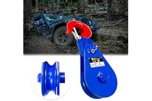 FITHOIST 8Tons Snatch Block with Hook | 6'' Sheave for 3/4" Inch Wire Rope | High Strength Snatch Blocks17600Lbs for Towing and Recovery Applications | Tow Truck Rollback Wrecker Car Hauler Winch