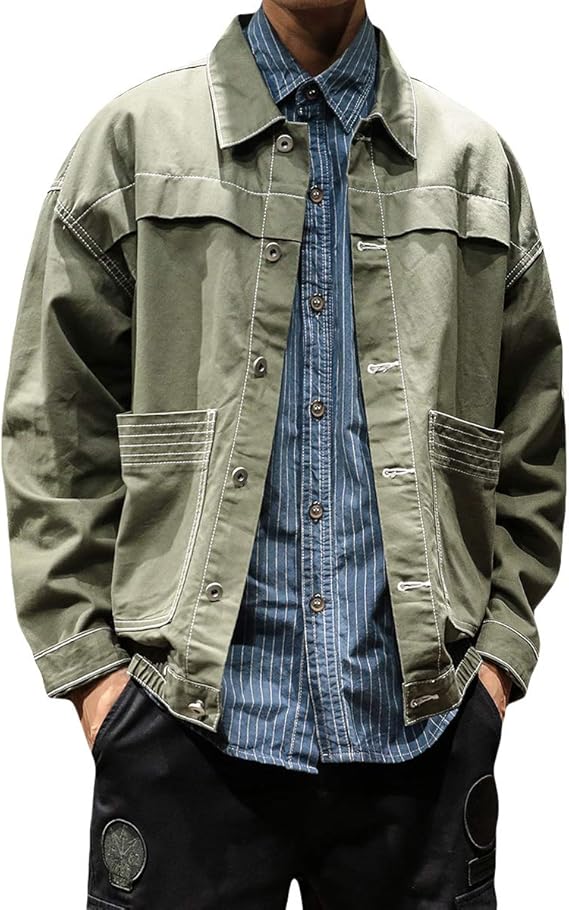 Amazon Yffushi シャツ メンズ 綿 シャツジャケット 長袖 秋服 カジュアル 大きいサイズ 緑黒 シャツ 通販