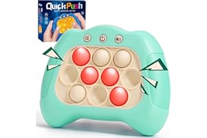 AOTIBO Fast Push Machine Light Up Fidget Toys for Kids Adults, Handheld Game for Kids 3-12, Quick Push Bubble Stress Toy, Sensory Toys Travel Games, Xmas Birthday Gifts for Boys Girls (Green)