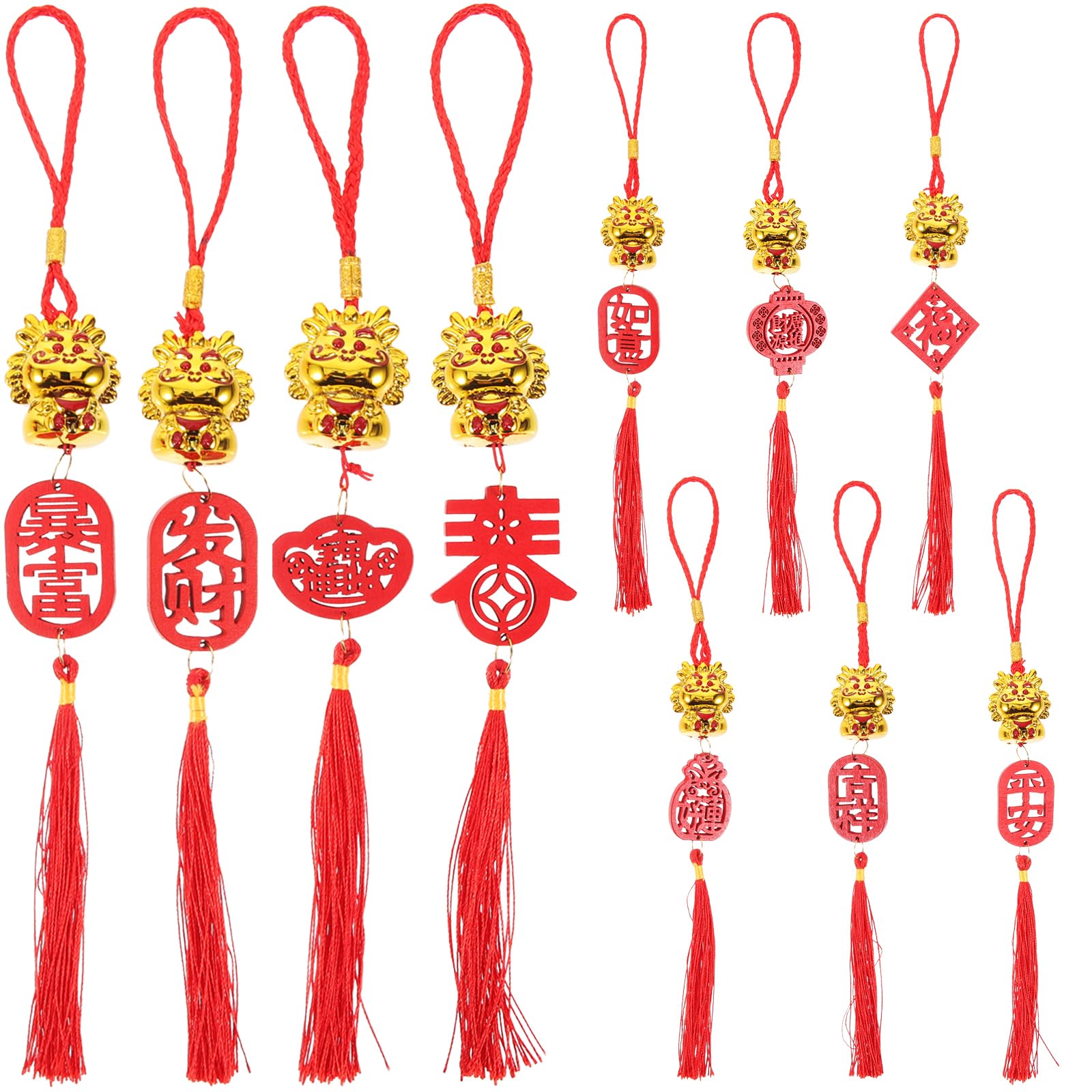 Abaodam 10pcs Chinese Style Pendant Spring Festival Decoration Hanging Dragon Ornaments for Home Office and Malls Festive Year Decor