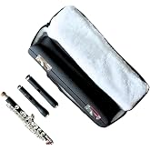Deloitte Synthetic Ebony Piccolo C Key, Silver Plated, Dual Head, DPC-50, Professional Piccolo Instrument with Cleaning Kit, Carrying Case