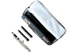 Deloitte Synthetic Ebony Piccolo C Key, Silver Plated, Dual Head, DPC-50, Professional Piccolo Instrument with Cleaning Kit, Carrying Case