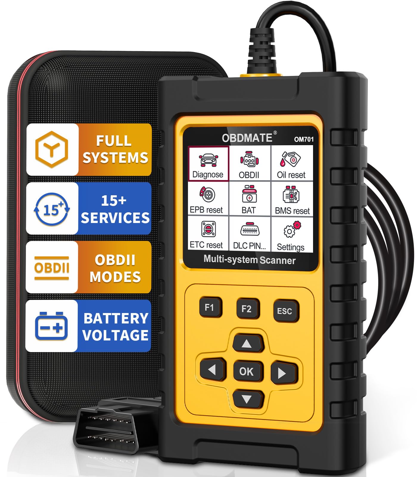 Photo 1 of OBDMATE OBD2 Scanner for Toyota/Lexus/Scion, OM701 All Systems Diagnostic Tool with 15+ Resets (Oil/ETC/EPB/ABS/SAS/BAT Register...), Full OBDII Functions Read&Erase Fault Codes, Free Software Update