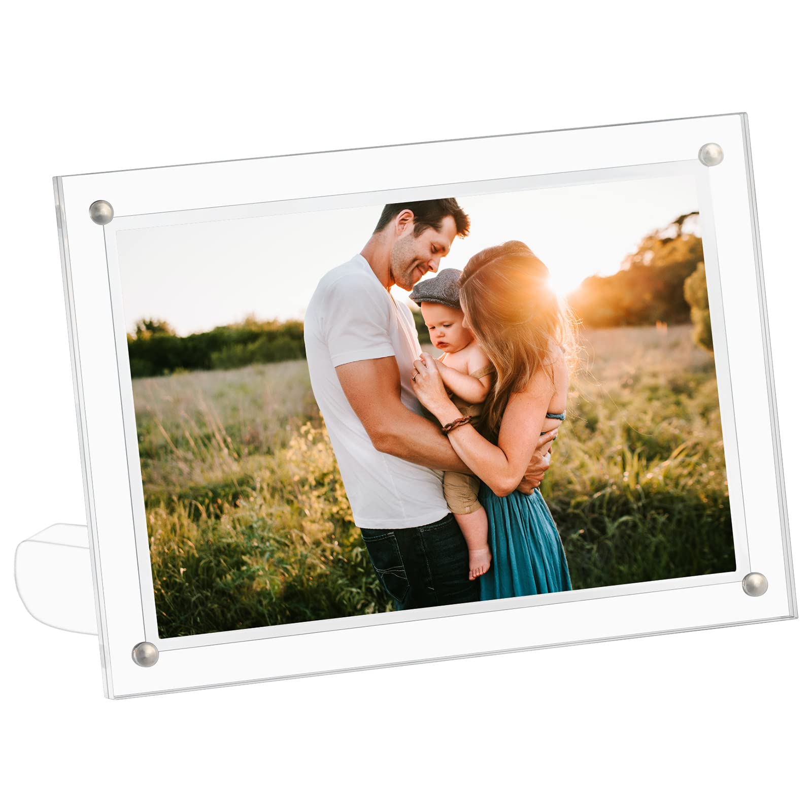 CECOLIC Clear Acrylic Photo Frame 6x8 in (15x20 cm), Magnetic Picture Frames, Frameless Postcard Display Stand for Desktop (1 Pack) — image 1