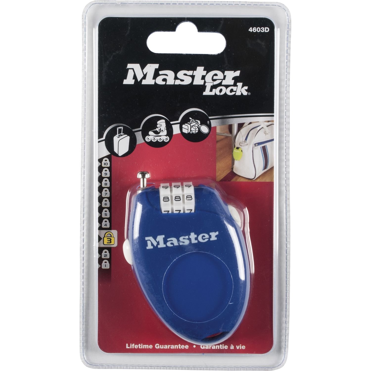 Masterlock Retractable and Resettable Cable Lock - Black, 70 x 2 mm