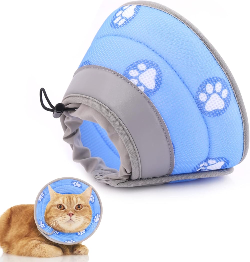 Supet Cat Cone Collar Soft Recovery Collar for Pets Small Dogs Blue S