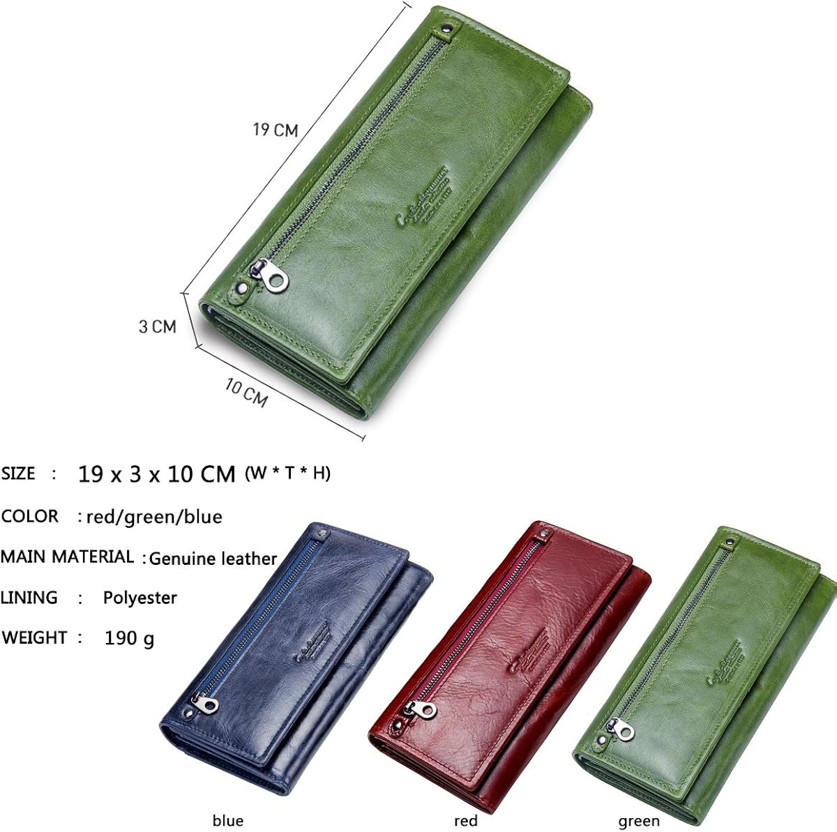 CONTACTS Real Leather Women's Clutch Purse Card Phone Holder Wallet (Green) - Image 4