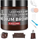 Leather Recoloring Balm,8.5oz Leather Color Restorer,Medium Brown Leather Repair kit for Furniture and Car Interior,Leather Couch Scratch Repair,Leather Dye Paint for Faded,Cracked and Damaged Leather