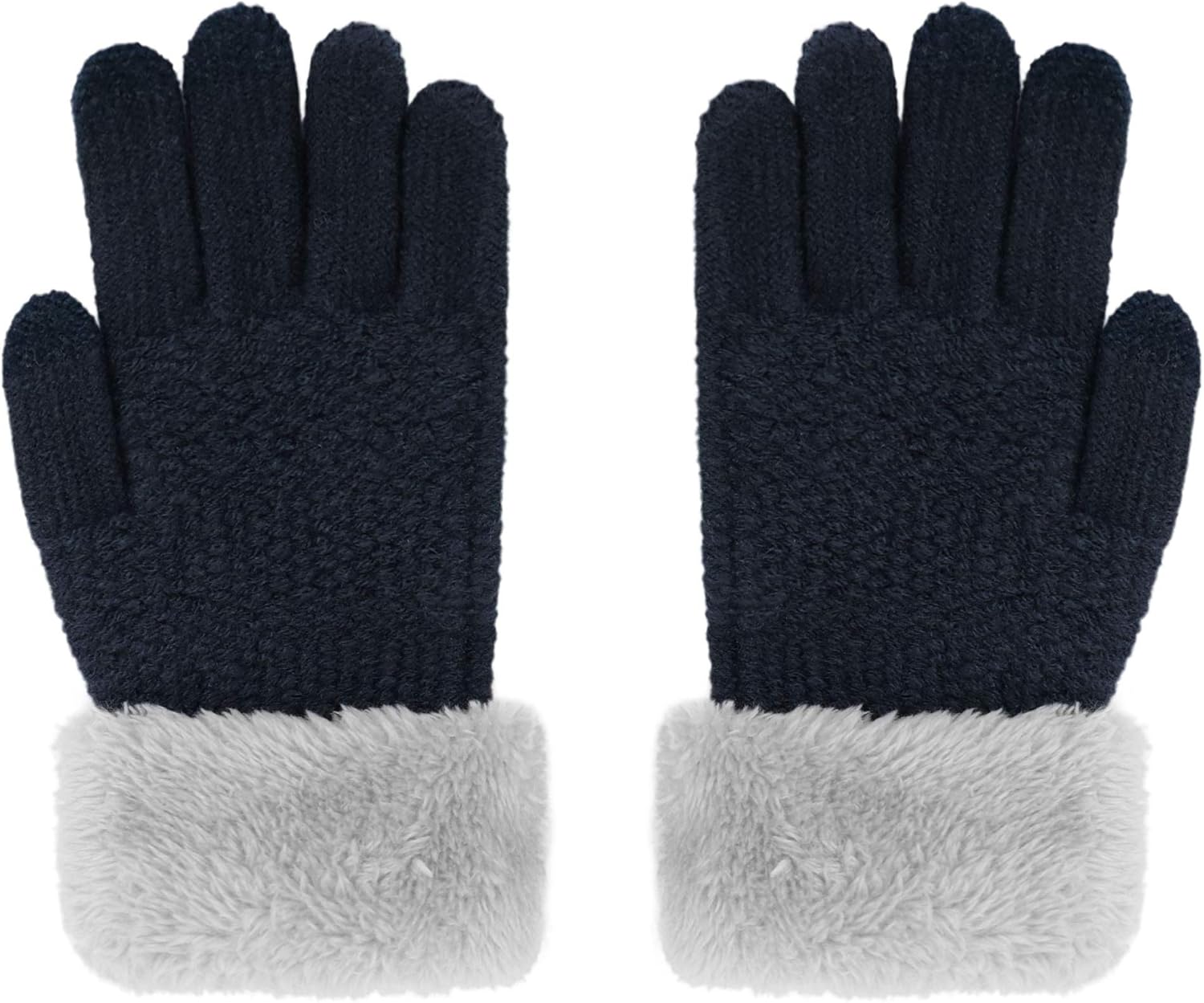 2 & 3 Pack Kids Touchscreen Winter Knit Gloves with Faux Fur Cuff: Clothing