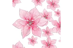 WILLBOND 36 Pcs 3 Size Christmas Poinsettia Christmas Tree Flowers Glitter Faux Flowers Decoration Artificial Poinsettia Ornaments for New Year Home Outdoor Decoration(3/4/ 6 Inch,Pink)