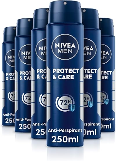 NIVEA Men Protect Care Spray 6x250ml 72H Anti-Perspirant Deodorant Alcohol Free