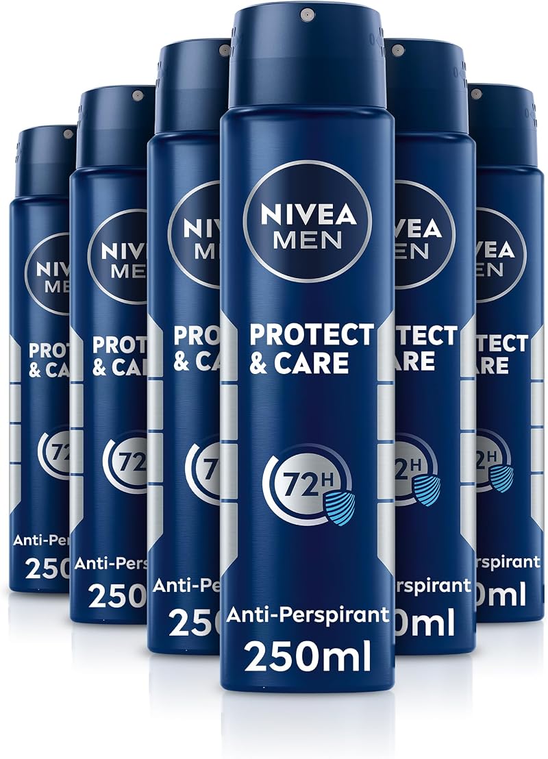 NIVEA Men Protect Care Spray 6x250ml 72H Anti-Perspirant Deodorant Alcohol Free