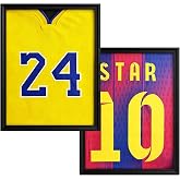trlry 2 Pack Jersey Frame Display Case, Pine Wood Jersey Shadow Box | Solid Pine Wood Frame, 2-Pack Value, For Hockey Soccer Basketball &amp; Baseball Jerseys, Wall Mount, Sports Shirt Shadow Box