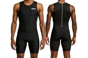 WIXEN SPORTS Wixen Men's Performance Triathlon Suit Sleeveless Tri Suit Padded Quick Dry Run Swim Bike