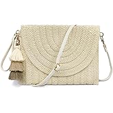 Aovtero Straw Clutch Purse Women Crossbody Bag Summer Beach Shoulder Bags Envelope Wallet Handbags