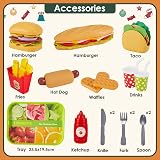 BUYGER Pretend Play Food Set for Kids Take Apart Hamburger Burgers with Tray view 5