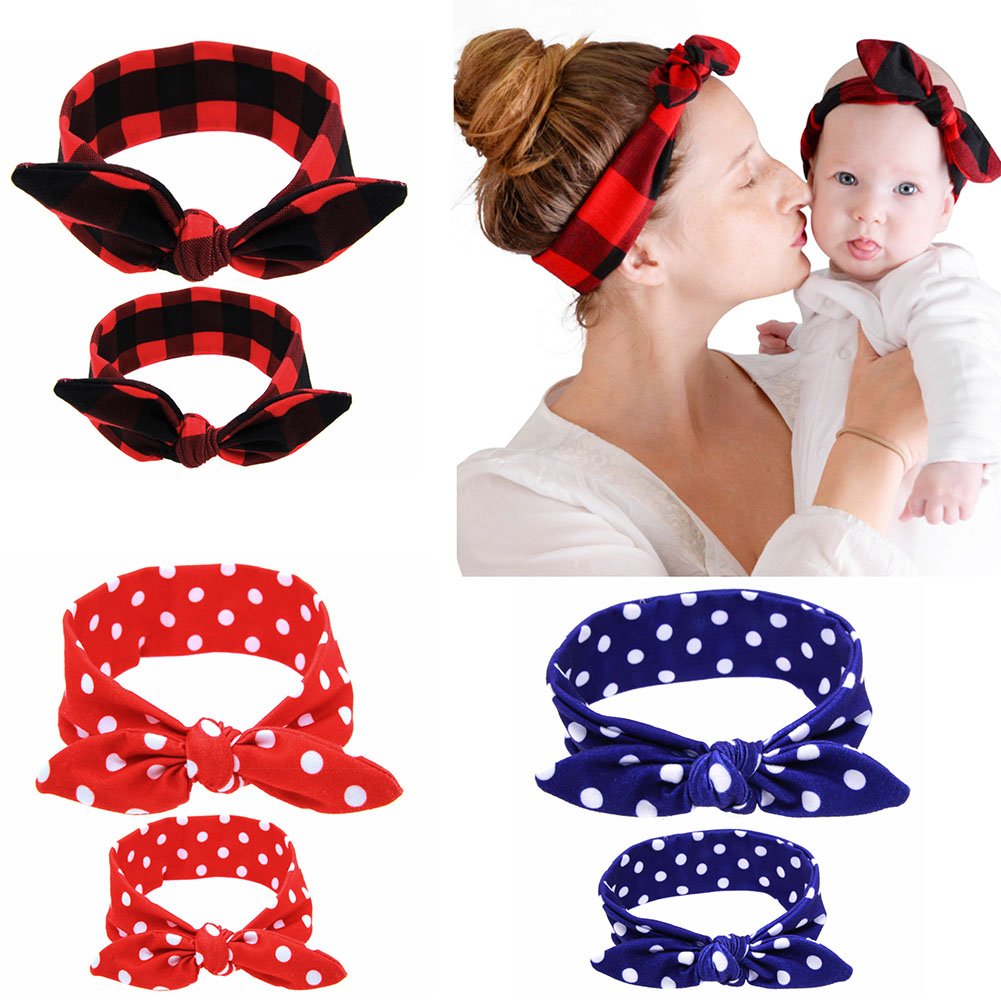Itaar Baby and Mother Headband Set Hair Bows Turban Head Wrap Knotted Hair Band 3 Colors