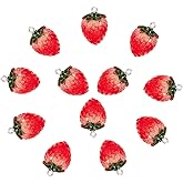 LUBINGSHINE 12pcs Strawberry Charms Pendant 3D Strawberry Fruit Resin Charms Hanging Pendant Ornament for Earring Bracelet Necklace DIY Jewelry Making Accessories