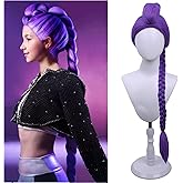 PATTNIUM Kids Purple Braided Wig for Girls Child Long Braid Purple Wig Cosplay Synthetic Wigs with Wig Cap