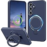 Vanxiliiy Compatible with Samsung Galaxy S24 Case with Stand, Full Camera Protection Liquid Silicone Case, MagSafe Compatible Magnetic Kickstand, Dark Blue