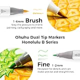 Ohuhu 48-Color Alcohol Marker Set Brush & Fine Tip Refillable AP Certified view 2