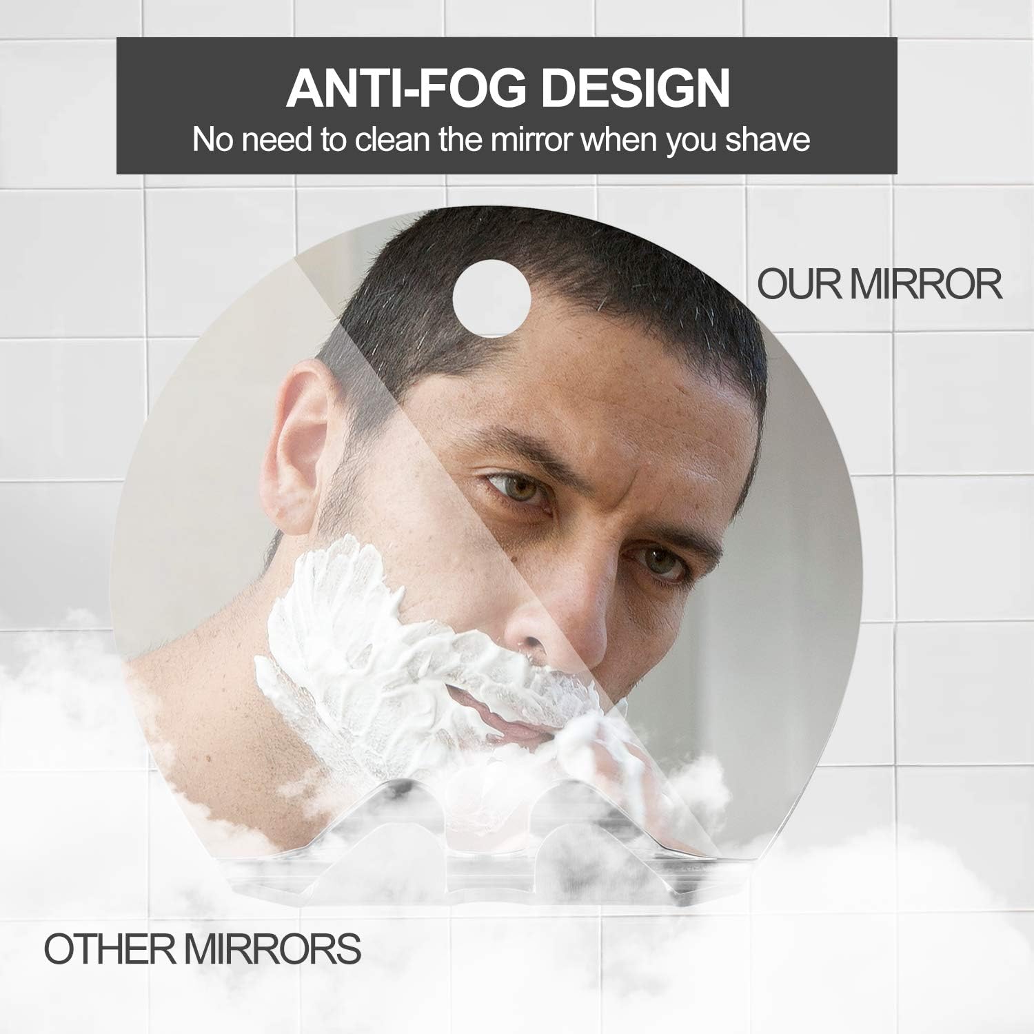 Goldenlight Mirror Shower Mirror AntiFog Shower Mirror with Razor Hook, Shatterproof Shower Mirrors for Shaving Fogless (Round): Kitchen & Dining