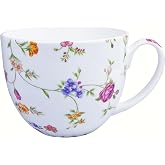 20oz Cute Bone China Coffee Mug,Blooming Floral Design Teacup for Women Mom | Elegant Floral Mugs, Microwave &amp; Dishwasher Safe Porcelain Teacup, Ideal for Mom, Daily Use for Home Office Tea Latte Coffee